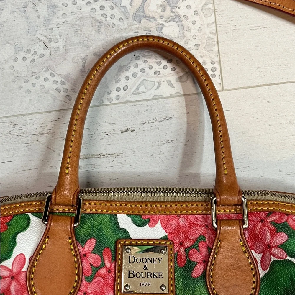 Dooney & Burke Rare Red Hydrangea Floral Print Satchel Purse